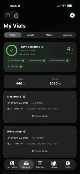 iOS — Today / vials