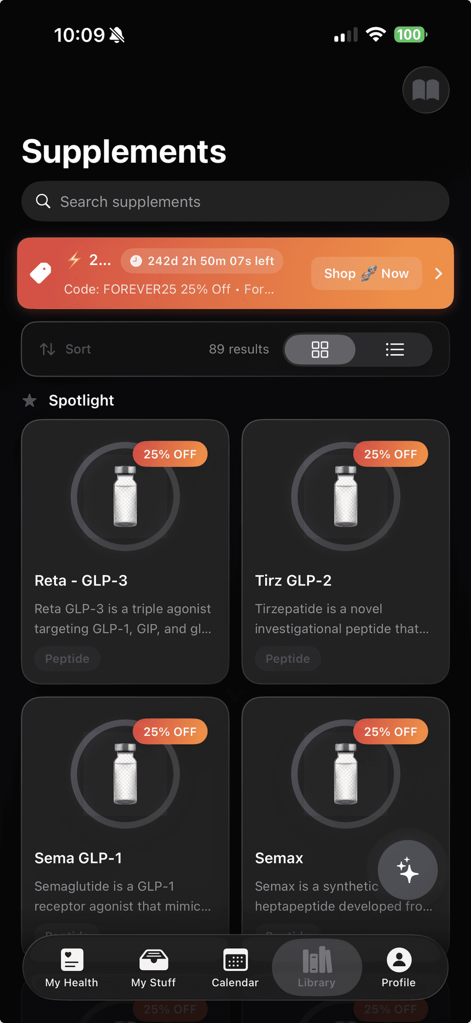MyTRT supplements and peptide library